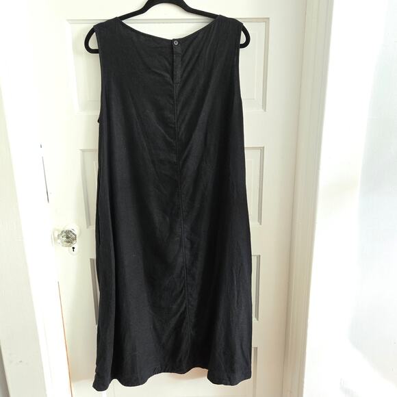 Uniqlo Black Sleeveless Linen Blend Midi Dress Size L EUC - Picture 4 of 4